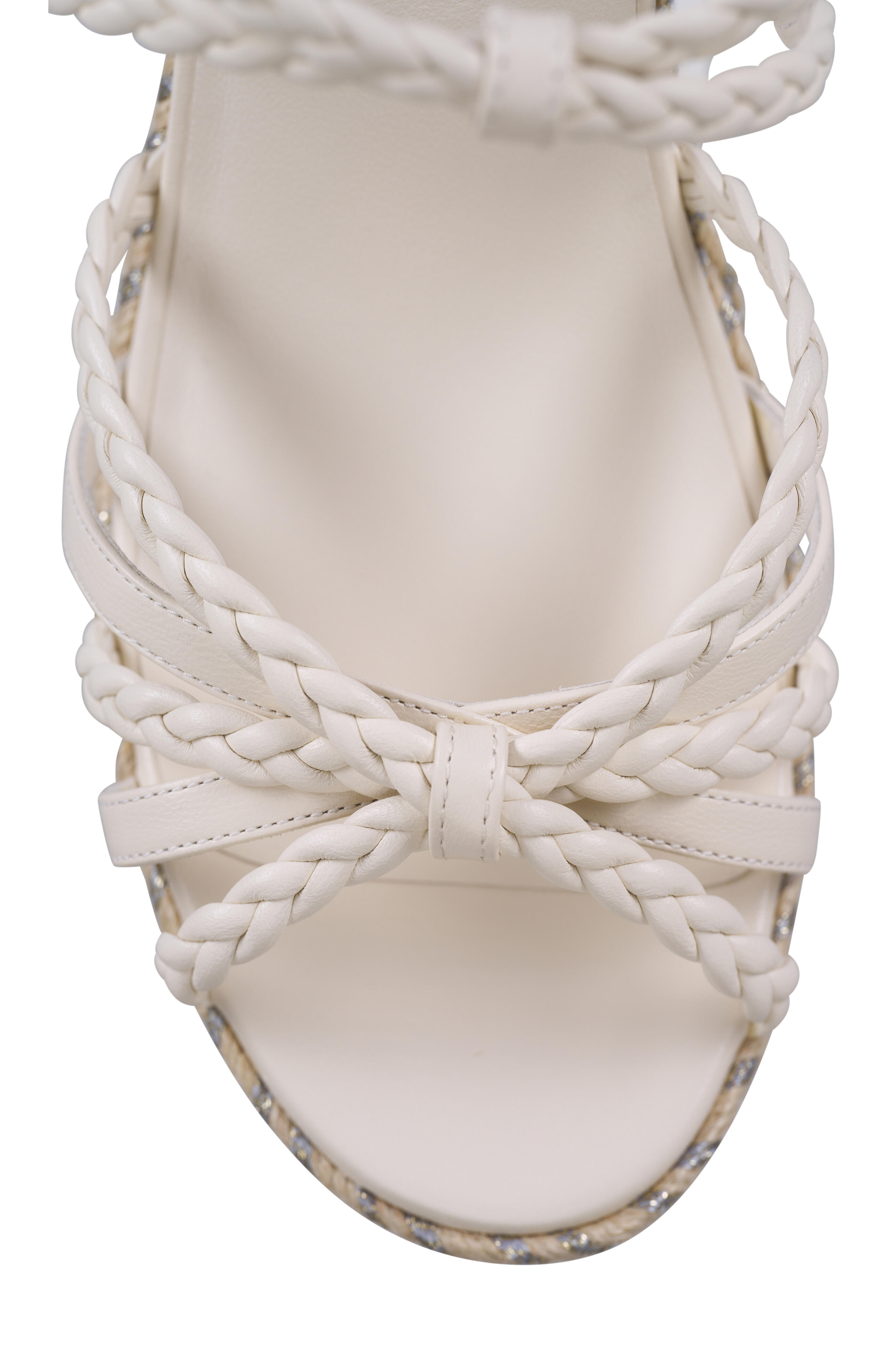 Jimmy Choo - Nyra Latte Metallic Leather Jute Wedge, 100mm