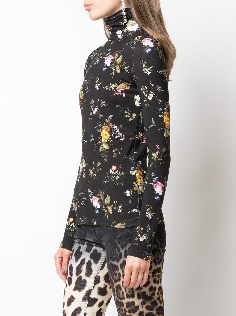 R13 Black Floral Print Turtleneck Mitchell Stores