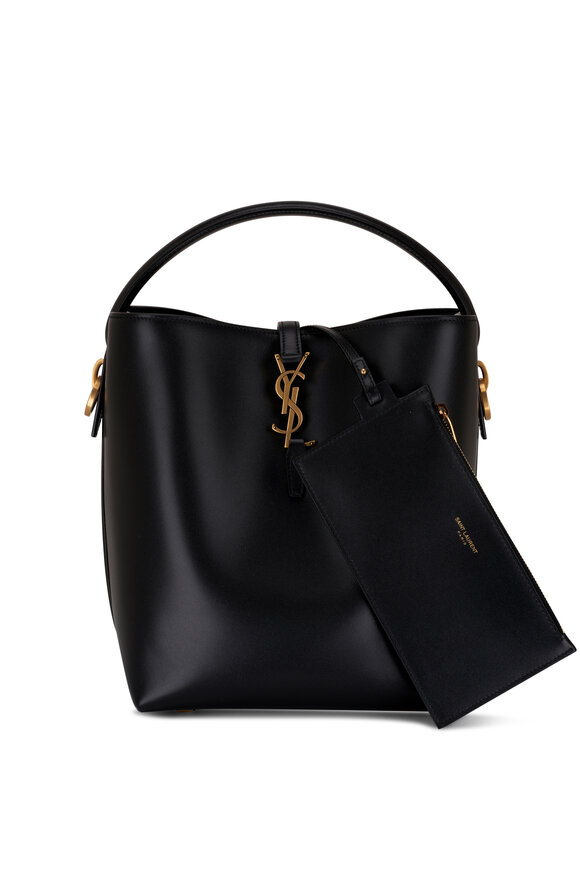 Saint Laurent - Le 37 Black Shiny Leather Bucket Bag 