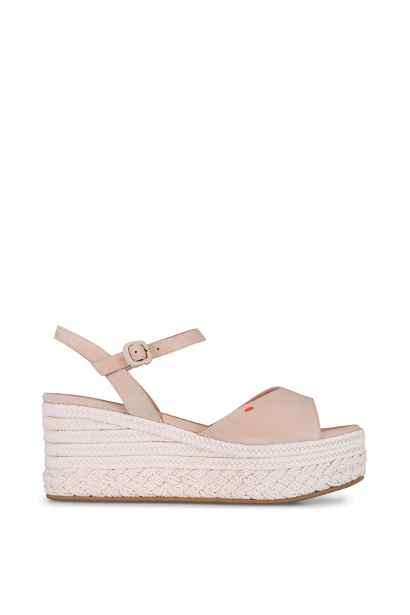 Santoni Vela Beige Suede Platform Wedge, 75mm - view 3