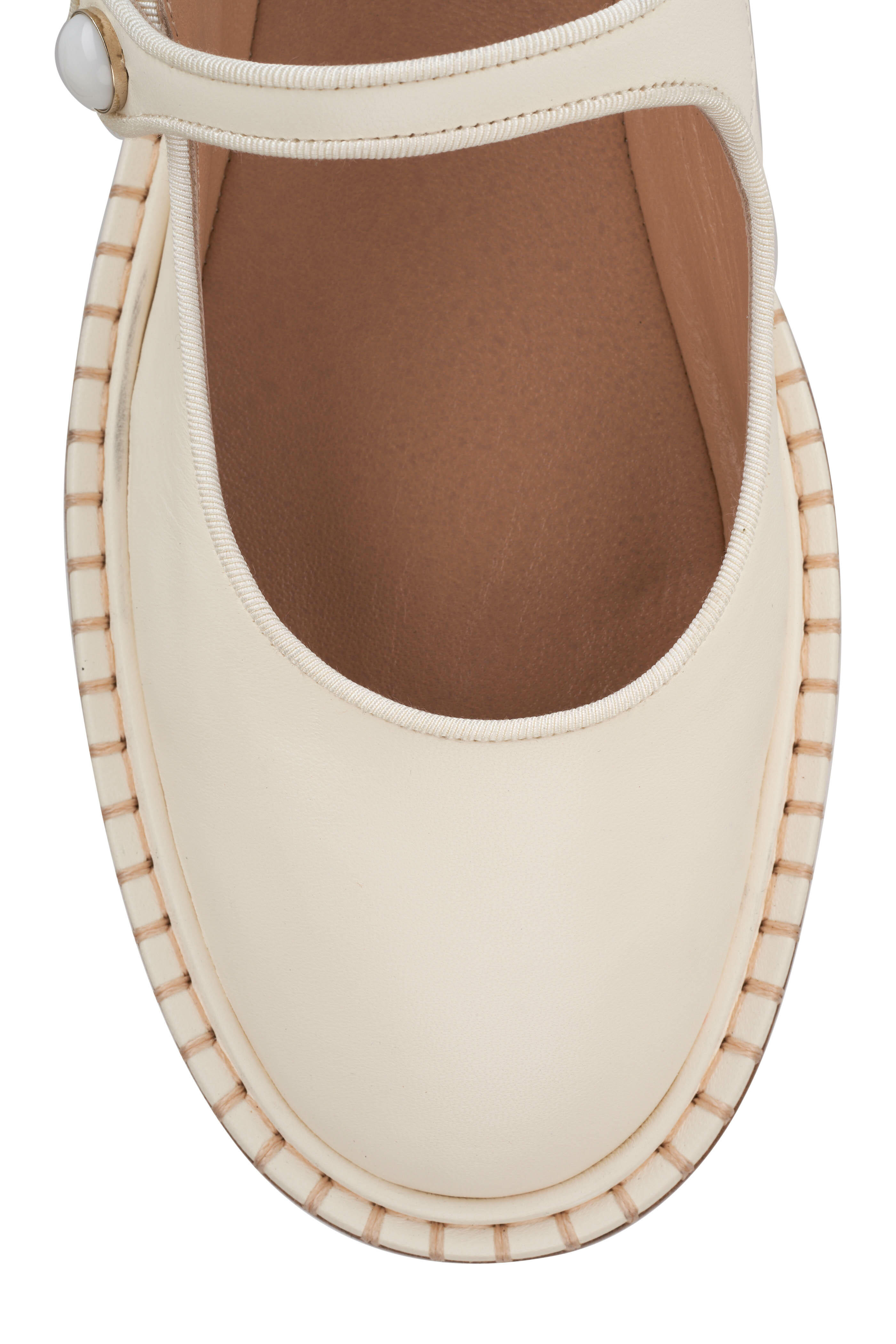 Chloé - Rubie Cloudy White Leather Mary Jane Ballet Flat