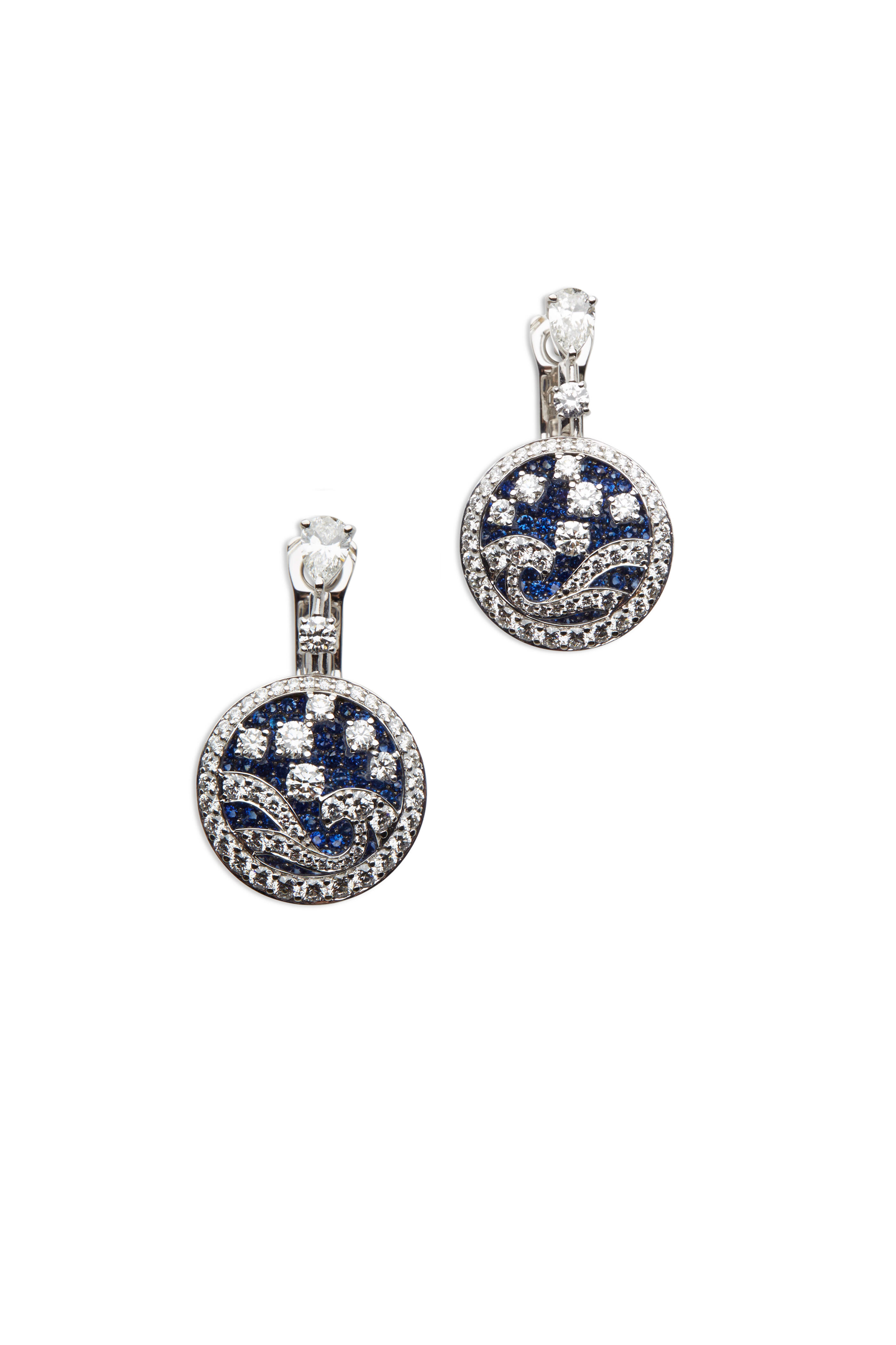Graff - White Gold Blue Sapphire White Diamond Earrings