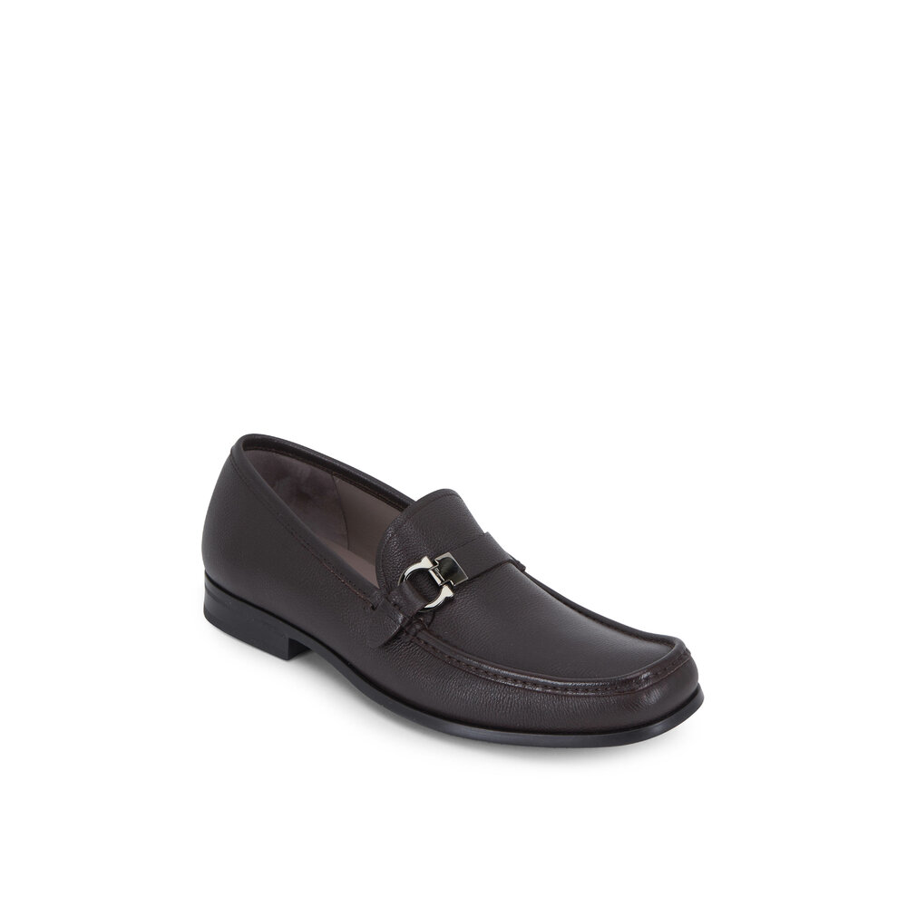 Ferragamo - Adam Hickory Pebbled Leather Bit Loafer display picture 3
