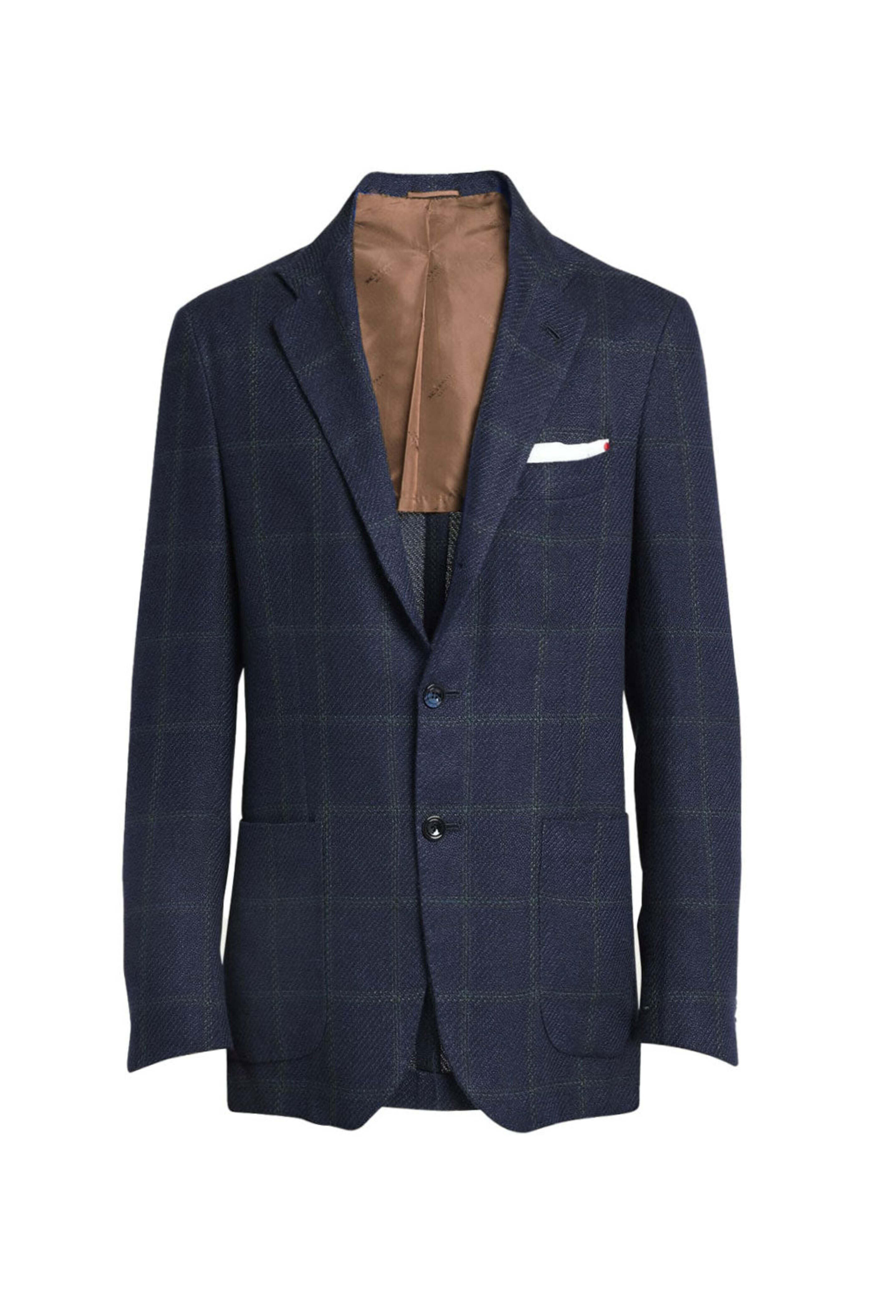Kiton - Dark Navy & Green Windowpane Sportcoat