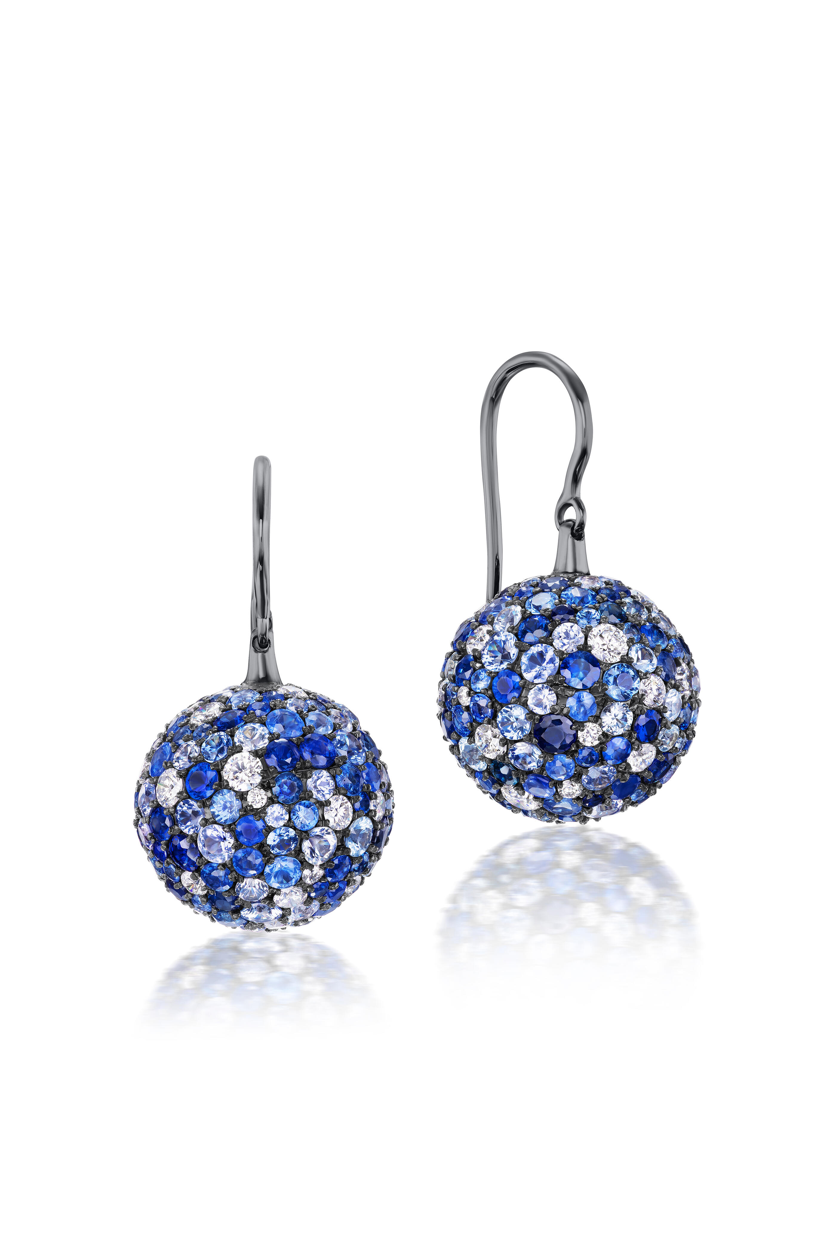 Nam Cho - 18k White Gold Multi-Shade Sapphires Ball Earring