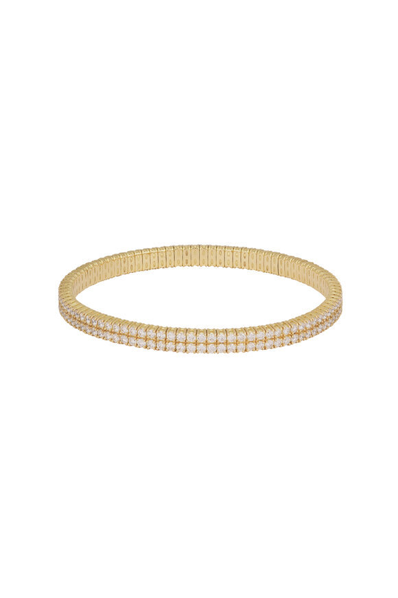 ZYDO 18k Yellow Gold Flat Diamond Stretch Bracelet - view 3