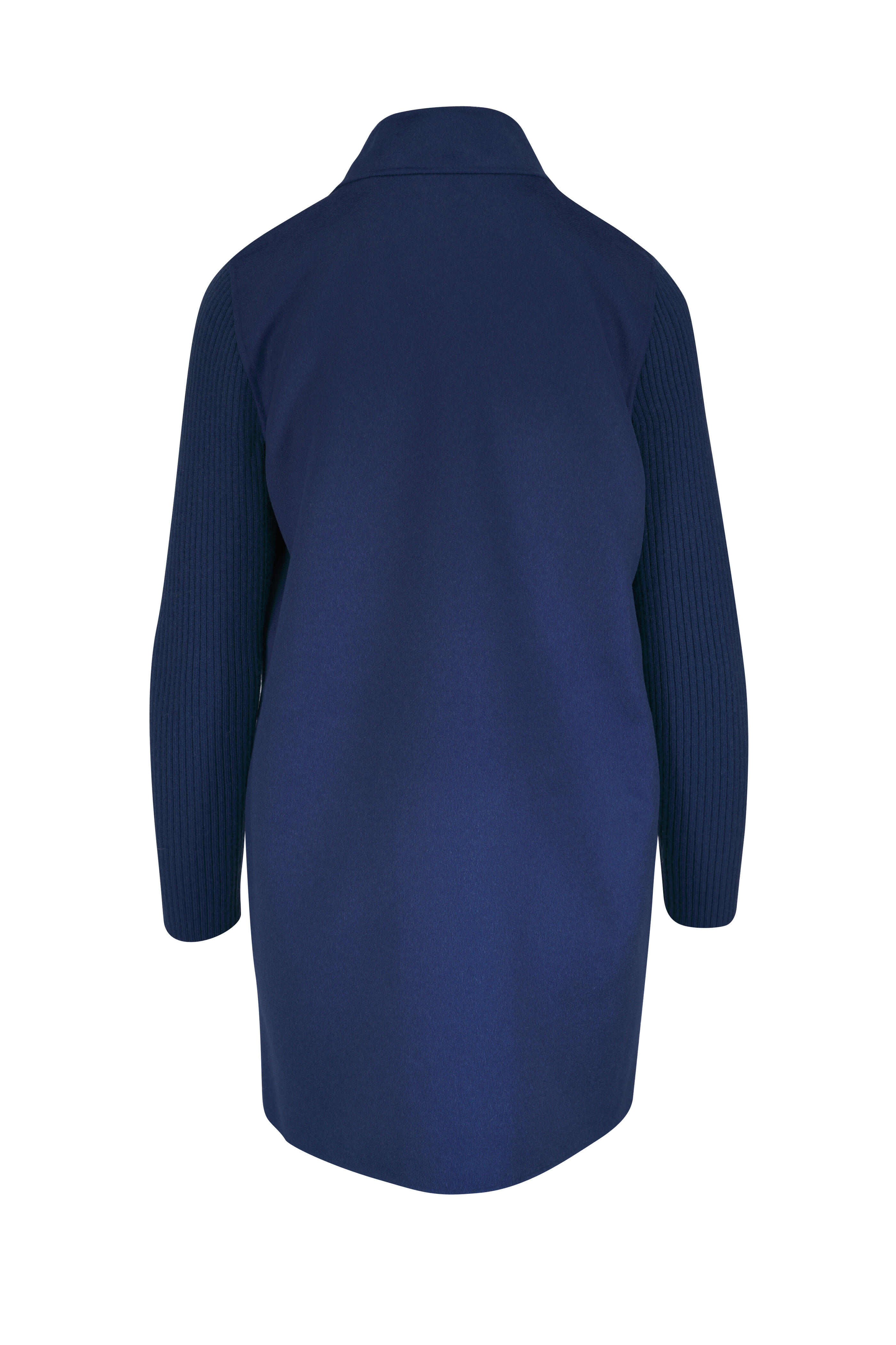 Kinross - Sapphire Wool & Cashmere Ribbed Sleeve Jacket