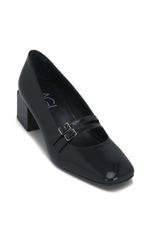 AGL - Angie Mary Jane Navy Leather Pump, 50mm