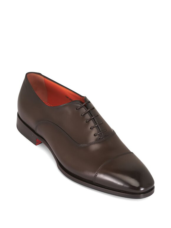 Santoni Archie Brown Leather Lace Up Dress Shoe - view 5
