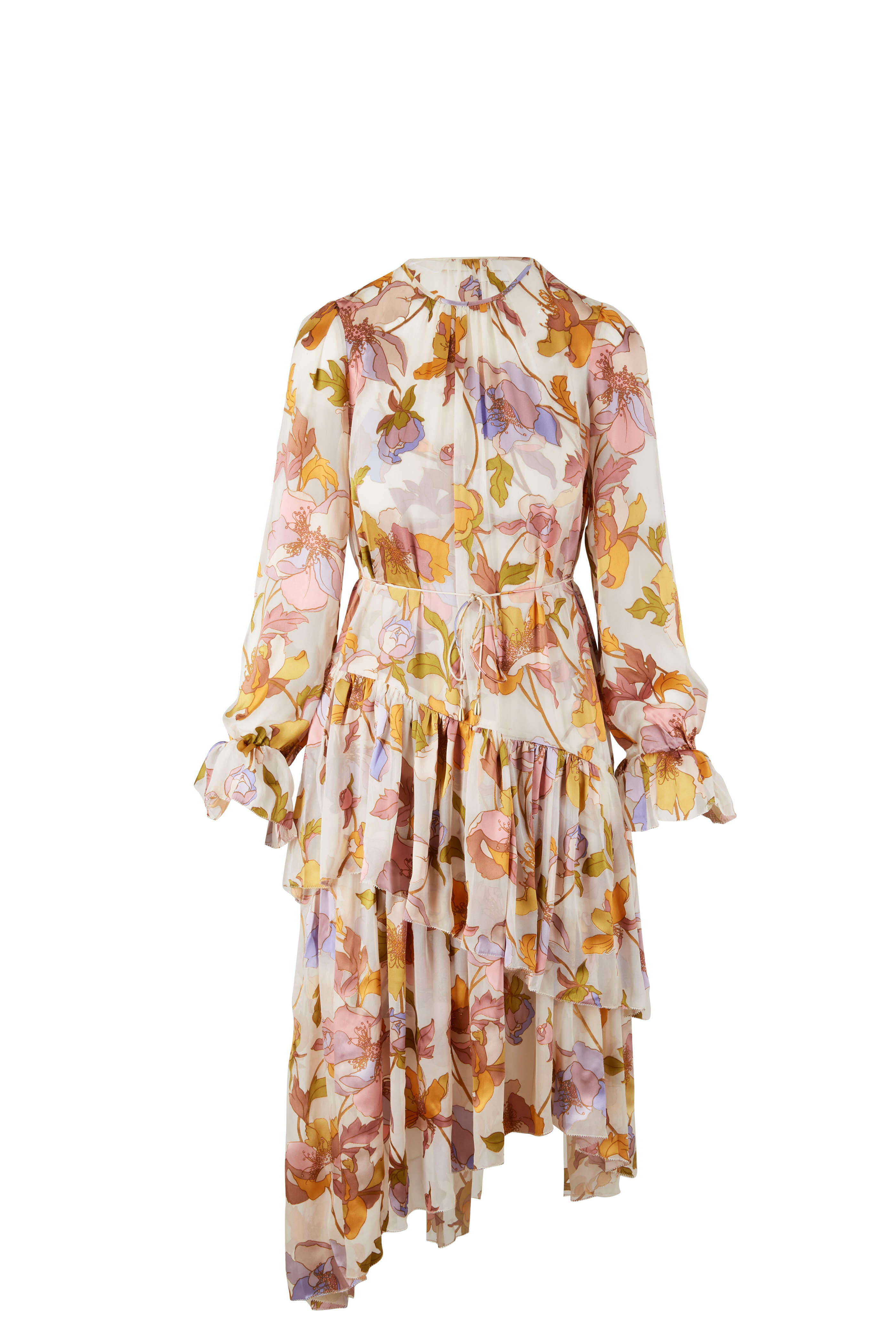 Zimmermann Tempo Rainbow Peonies Asymmetric Dress