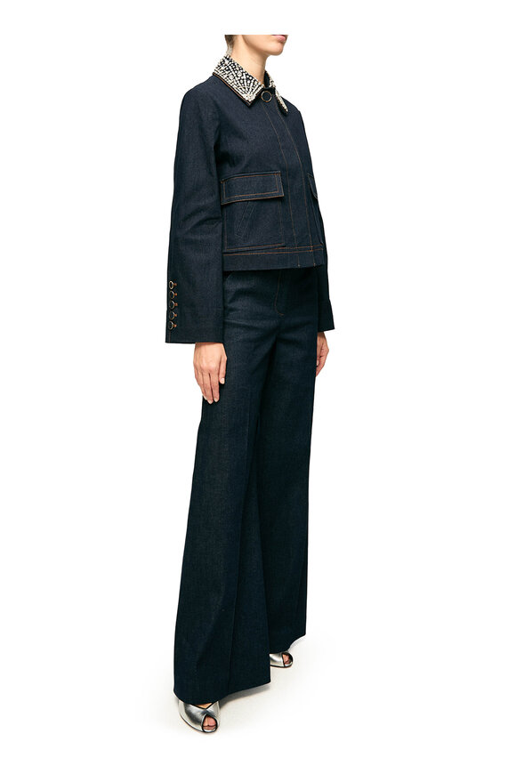 Veronica Beard Barrington Midnight Wash Embellished Denim Jacket - view 4