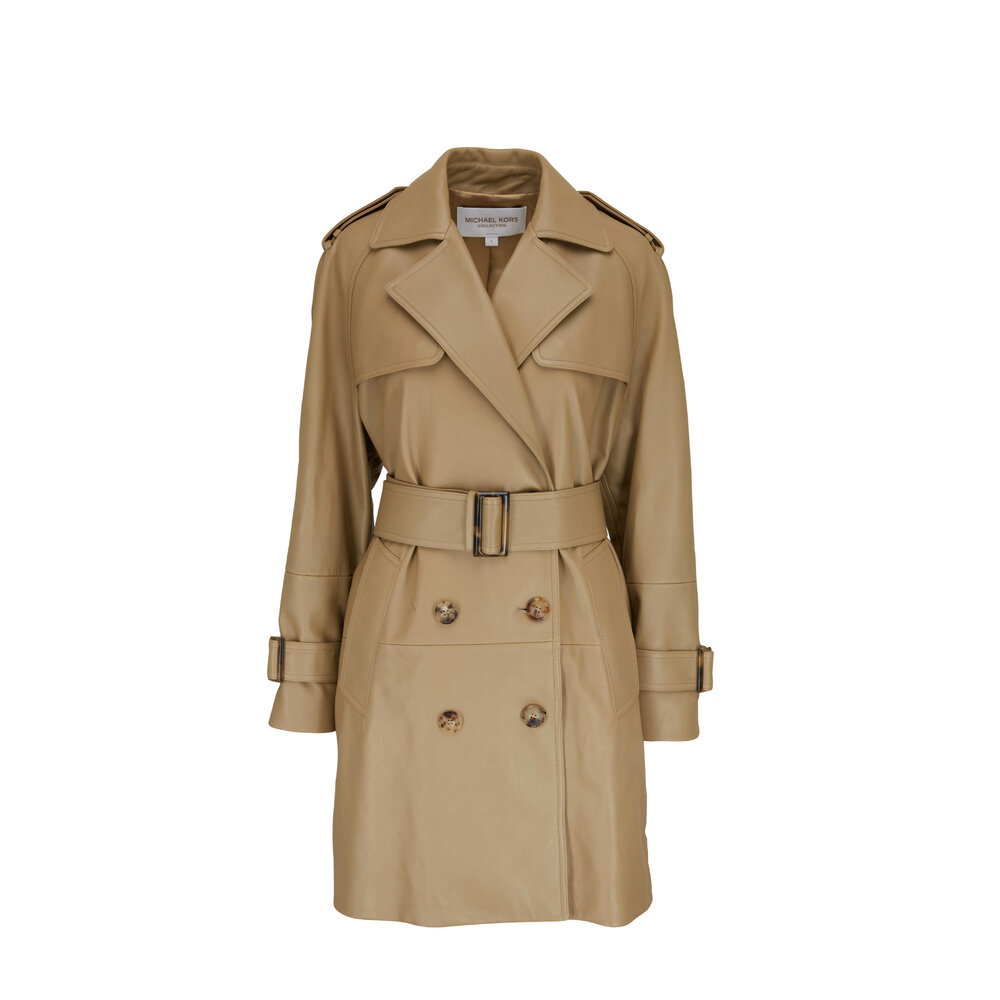 Michael Kors Collection - Gail Barley Flared Leather Trench Coat