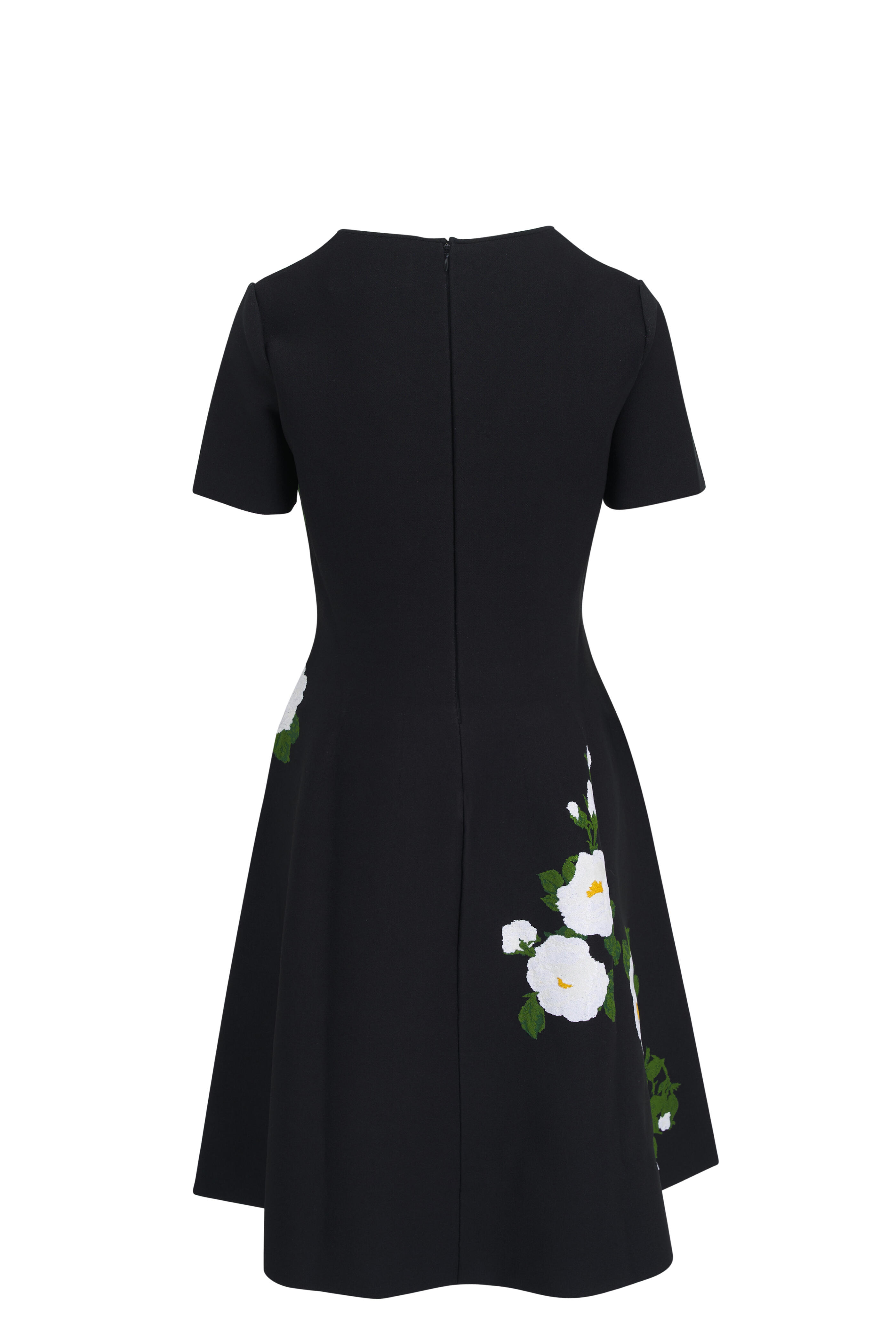 Carolina Herrera - Black Floral Jacquard Fit & Flare Dress