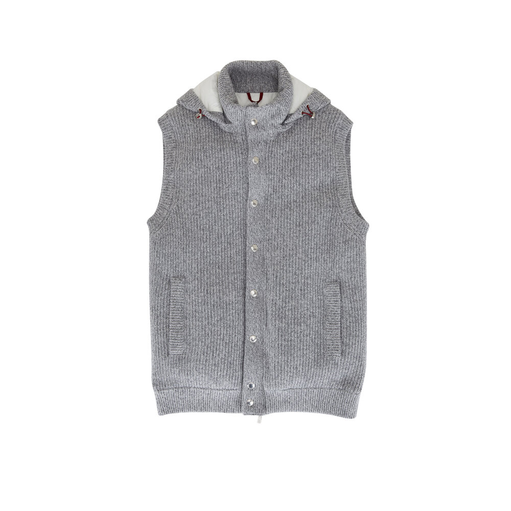 ベスト・ジレ BRUNELLO CUCINELLI SS25 Layered vest (ML1457345 C2910) Brunello Cucinelli - Gray Cashmere Knit Puffer Vest