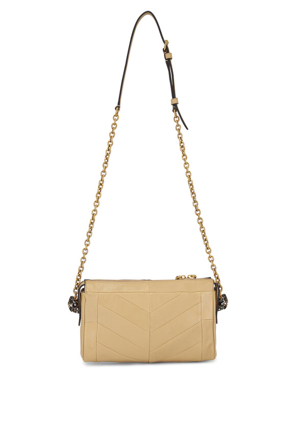 Valentino Garavani Small Panthea Gold Beige Leather Crossbody Bag - view 3