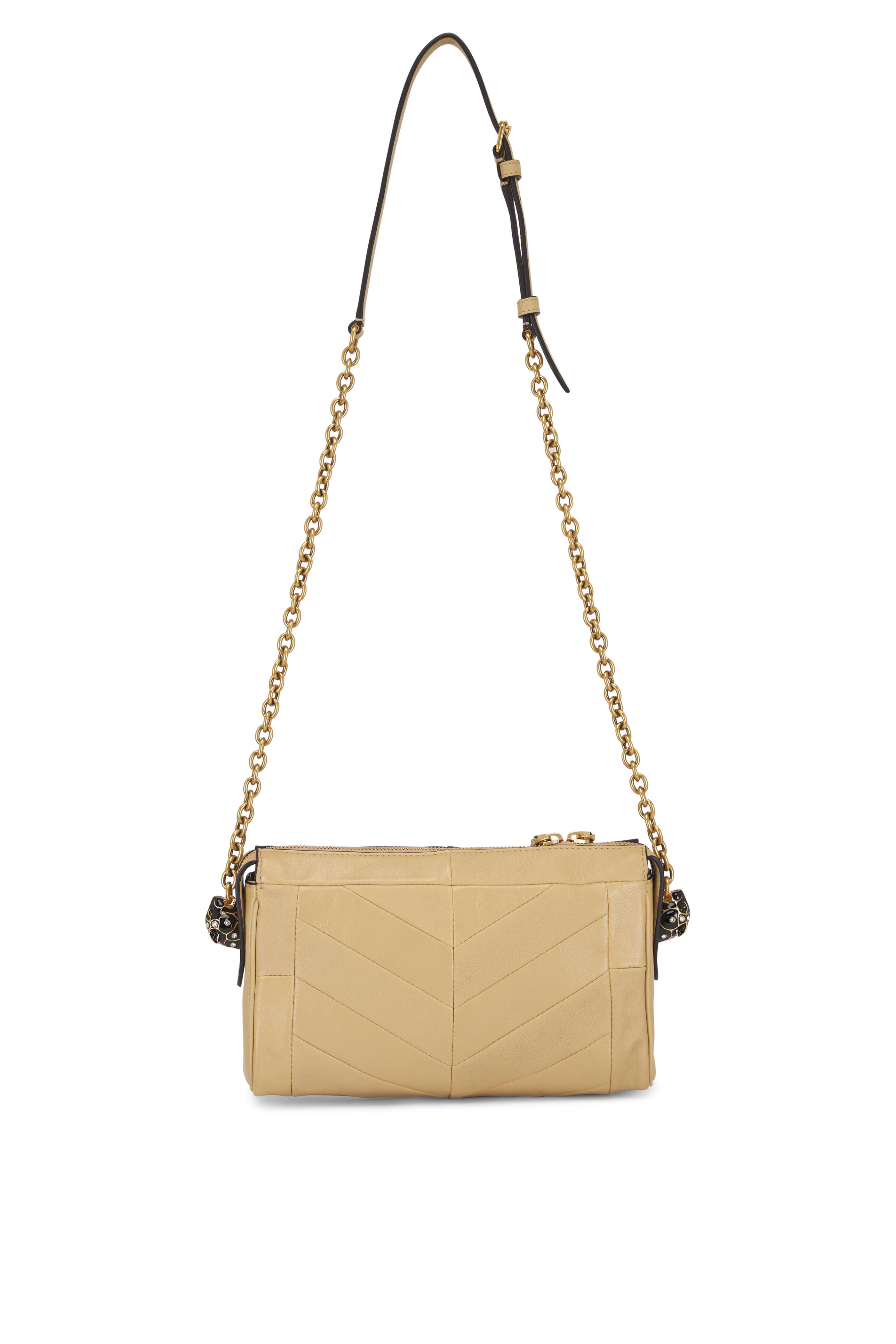 Valentino Garavani - Small Panthea Gold Beige Leather Crossbody Bag
