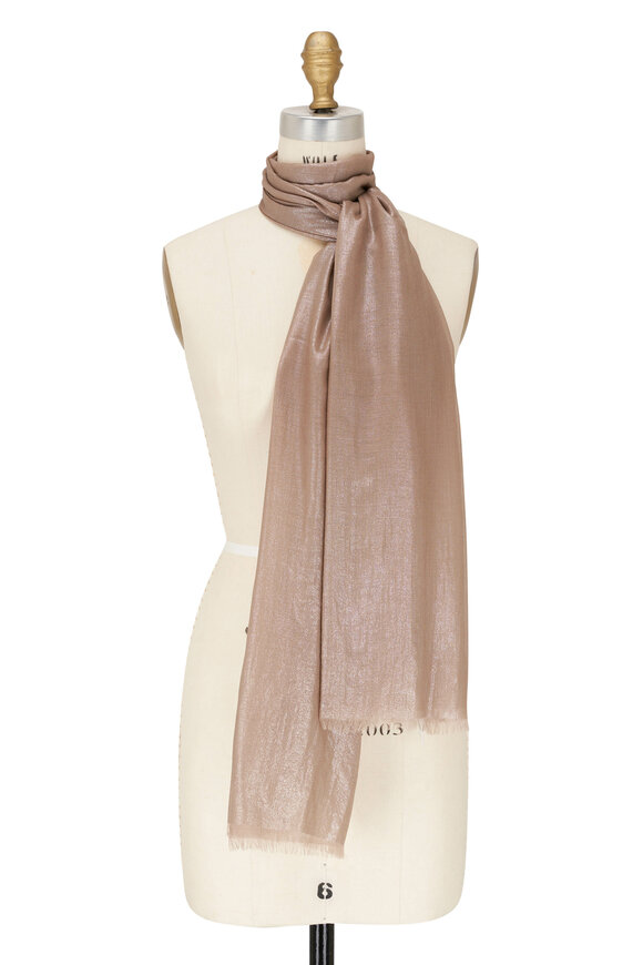 Tessitura di Novara - Tinkerbell Beige Lurex Cashmere Scarf 