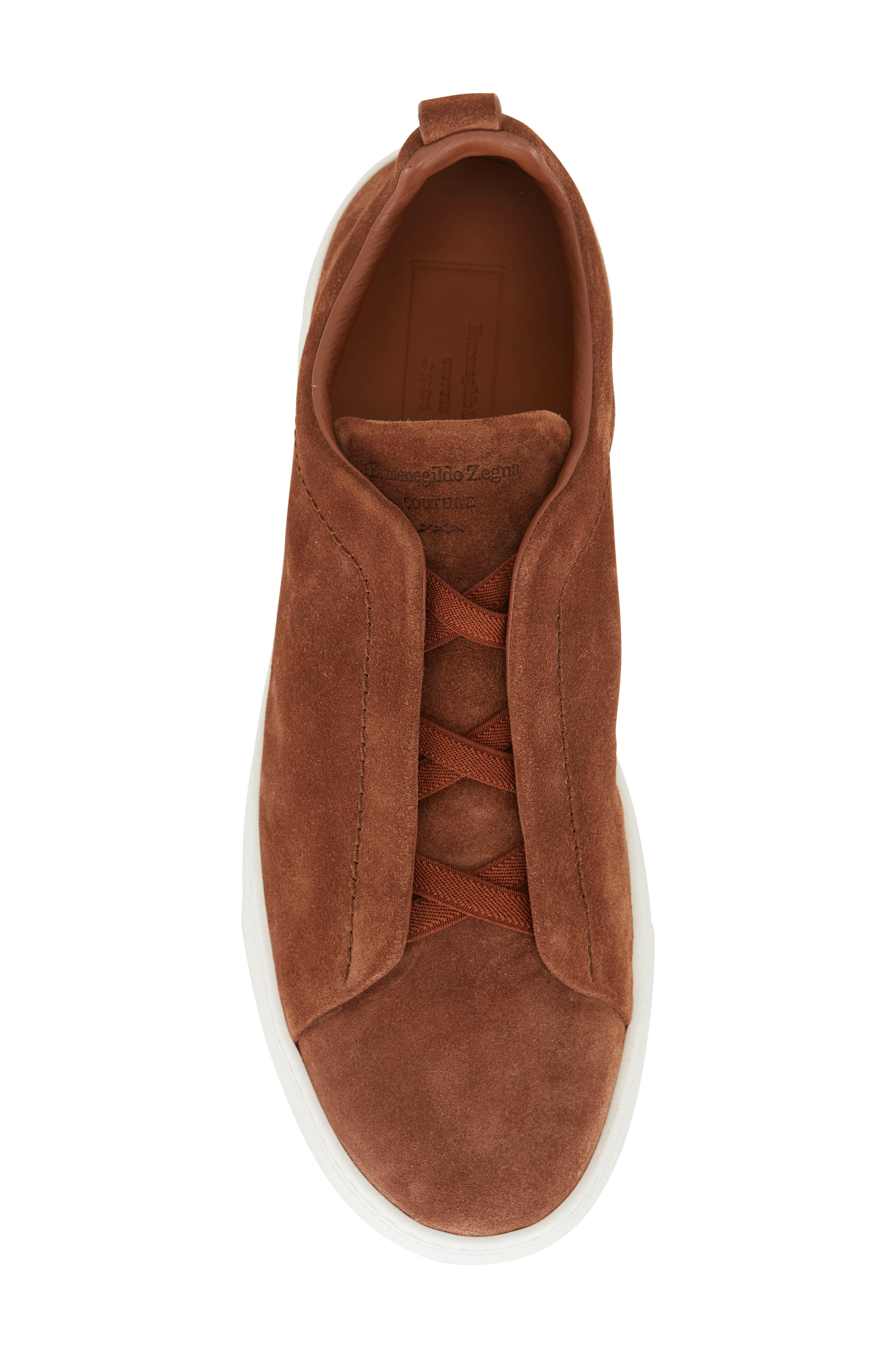 Zegna - Triple Stitch Rust Suede Sneaker | Mitchell Stores