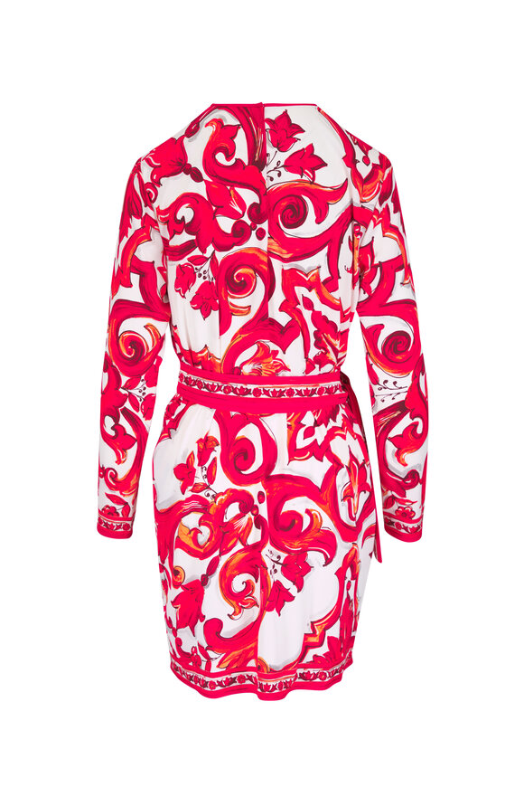 Dolce & Gabbana Orange Majolica Charmeuse Baroque Print Mini Dress - view 3