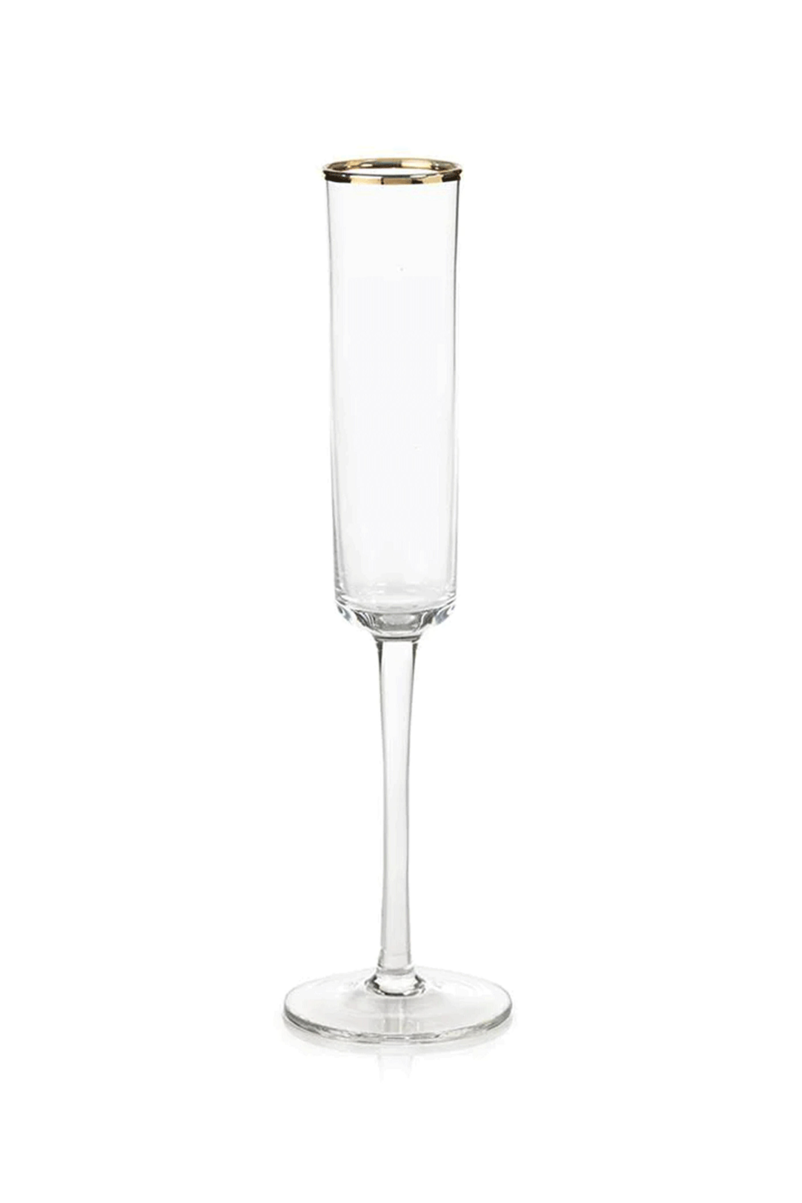 Zodax - Optic Champagne Flute with Gold Rim