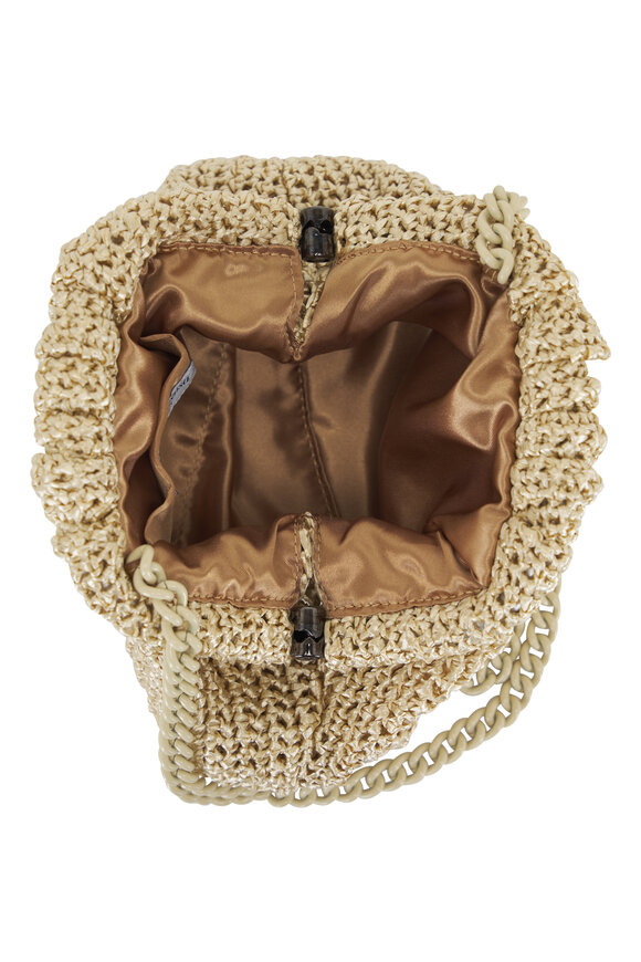 Maria La Rosa - Mini Game Glow Metallic Platino Crochet Clutch