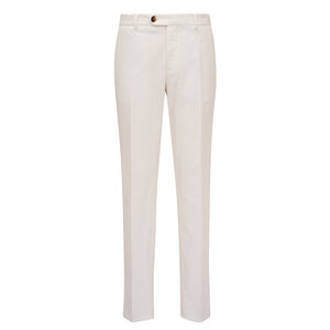 Brunello Cucinelli - White Cotton Flat Front Pant