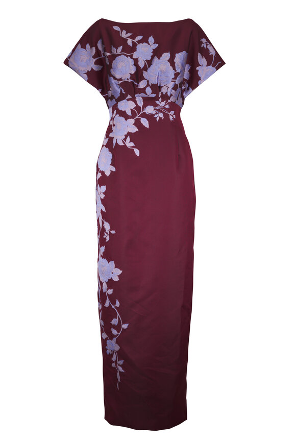 Lela Rose Rose Oxblood Lavender Fil Coupé Column Gown - view 1