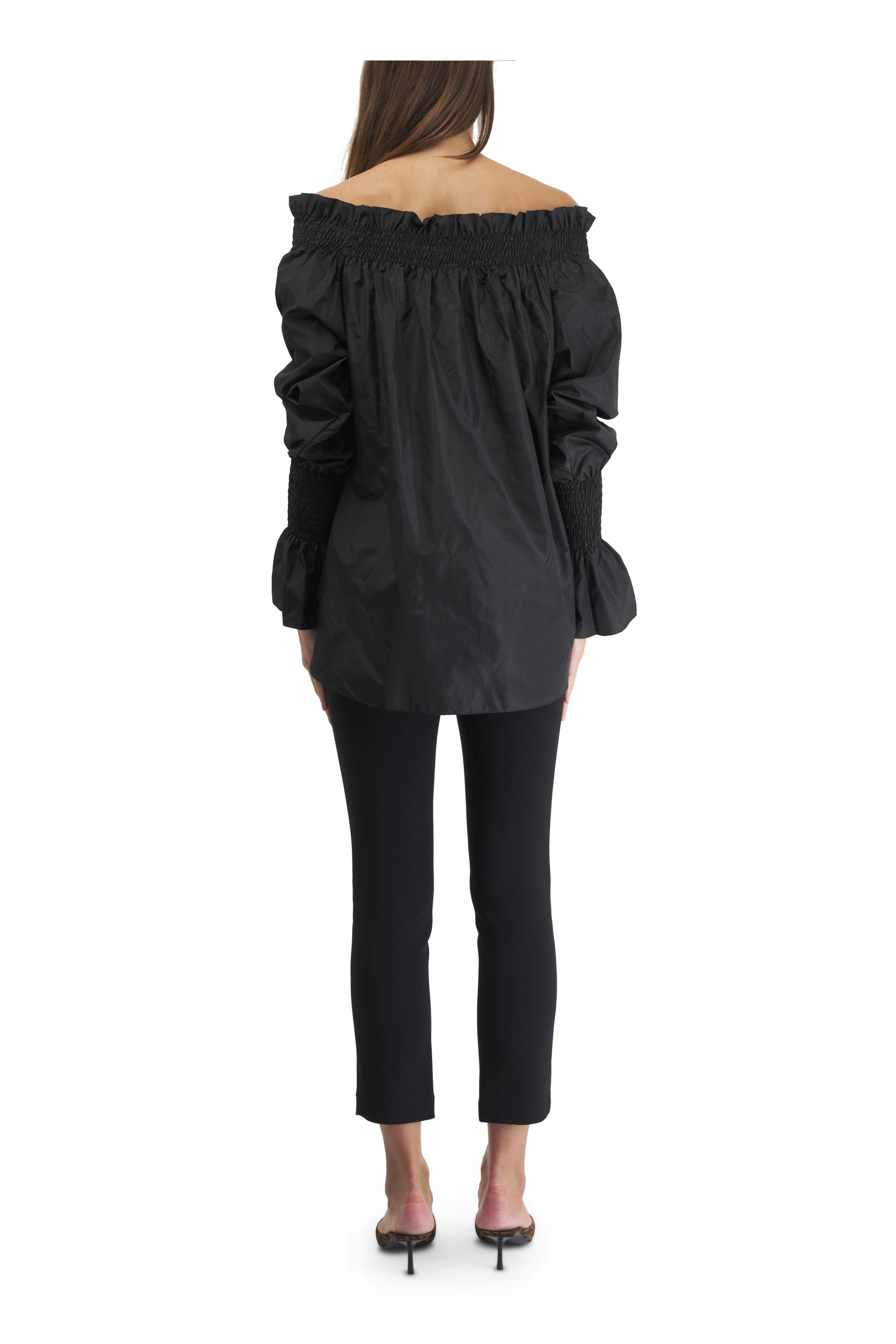 Adam Lippes - Black Off-The-Shoulder Silk Blouse