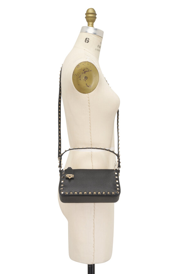 Valentino Garavani Small Rockstud Black Grainy Leather Crossbody Bag - view 5