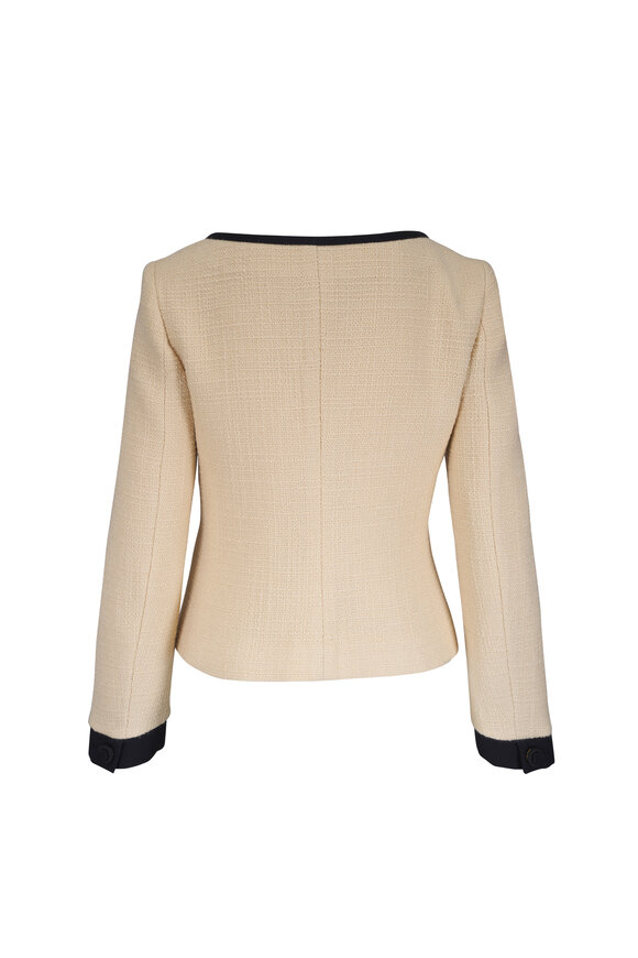 Valentino Ivory & Black Tweed Zip Front Jacket - view 2