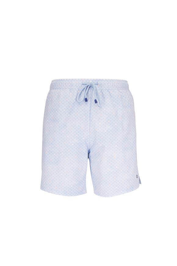 Peter Millar Light Blue Shoreline Rays Print Swim Trunks - view 1