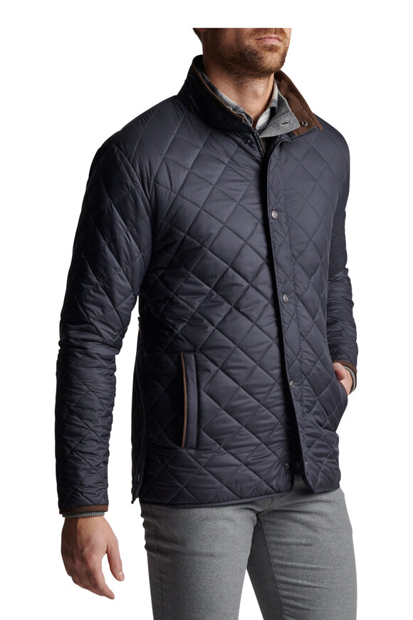 Peter Millar - Suffolk Black Quilted Travel Coat