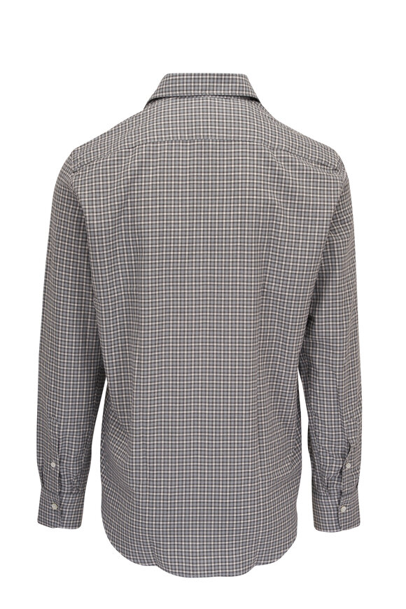 Canali - Light Blue & Gray Plaid Cotton Sport Shirt 