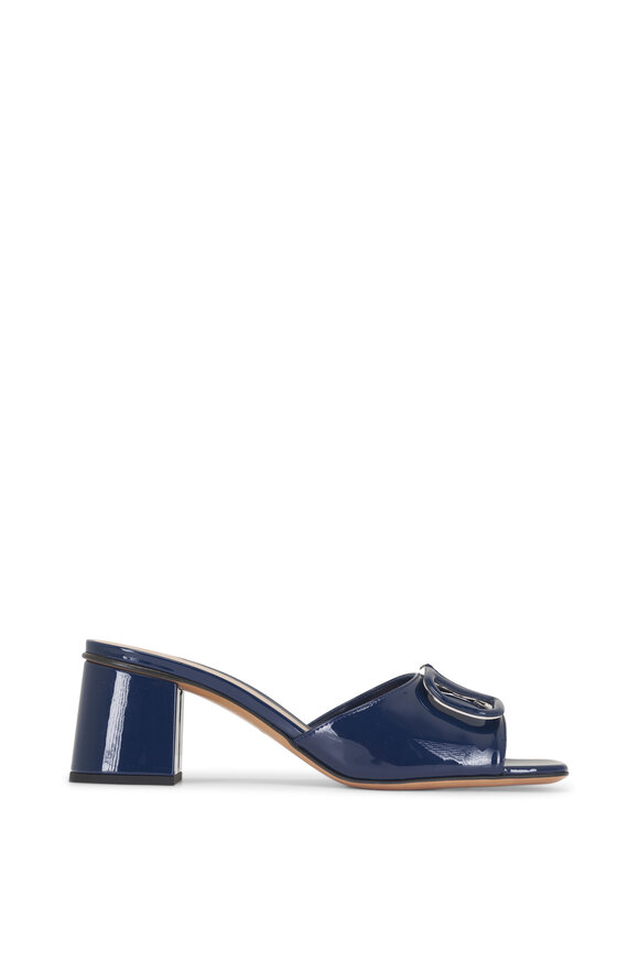 Valentino Garavani Navy Blue Patent Leather VLogo Sandal, 60mm - view 4