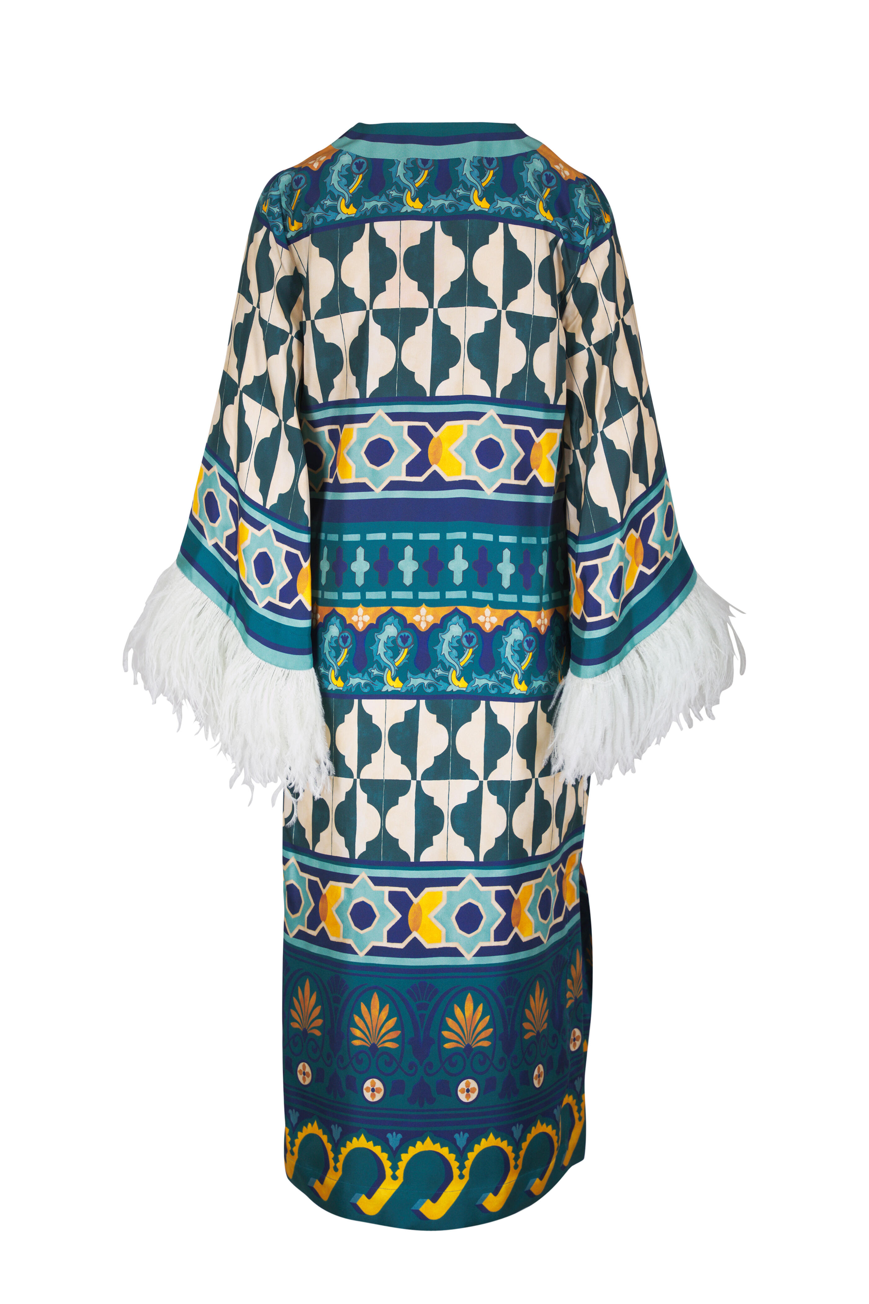 La DoubleJ - Casareale Placee Emerald Feather Cuff Kaftan - view 2