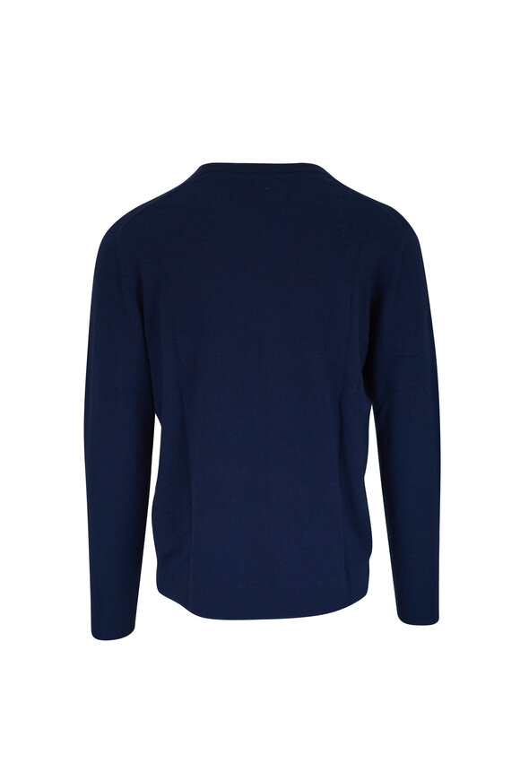 Kinross Navy Cashmere V-Neck Sweater - view 2