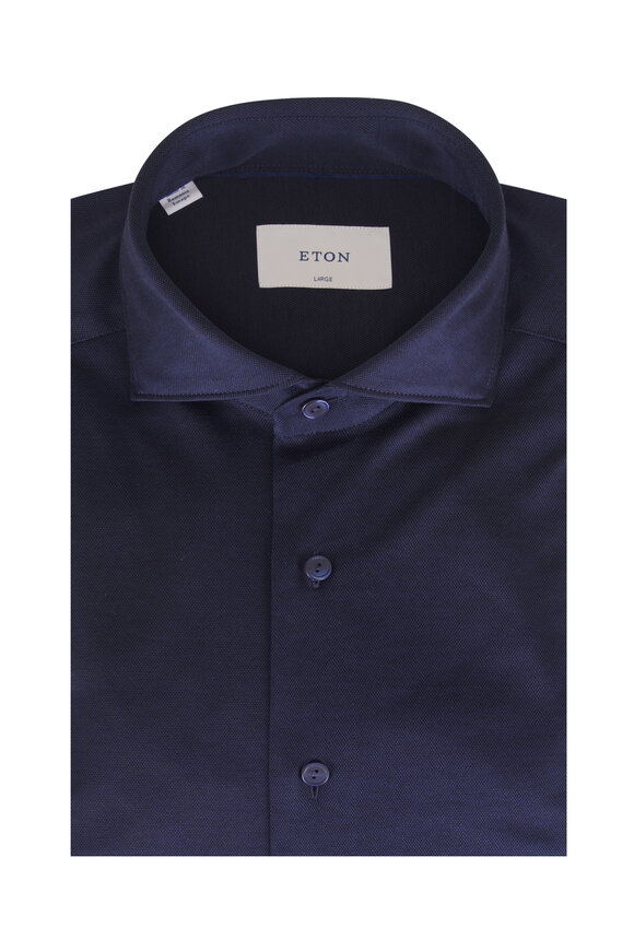 Eton Filo Di Scozia Navy Blue Cotton Dress Shirt - view 1