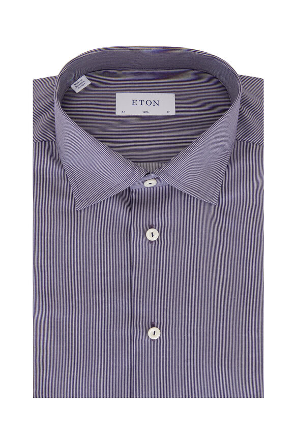 Eton - Navy Fine Stripe Dress Shirt