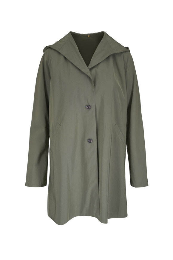 Peter Cohen Hood Green Poly Taffeta Coat - view 1