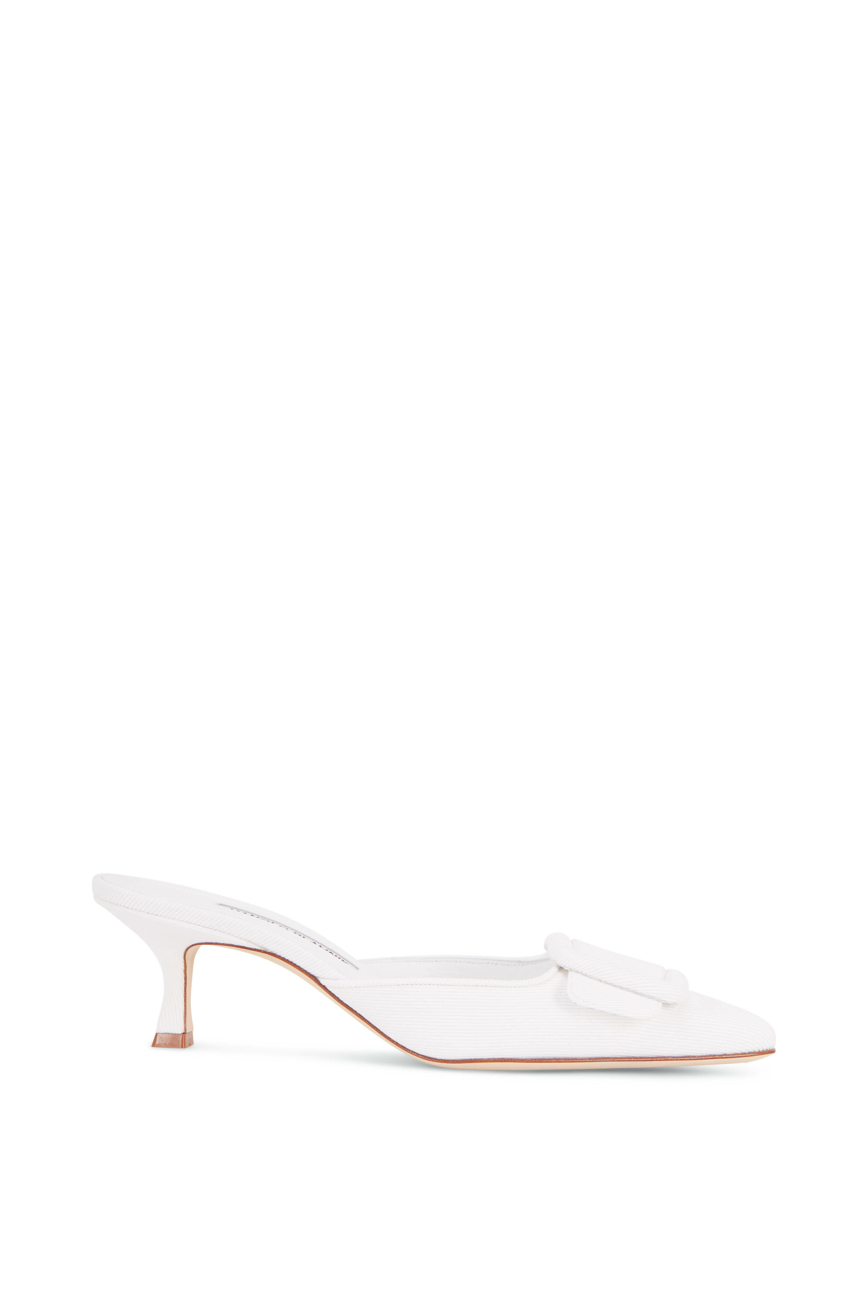 Manolo Blahnik - Maysale White Jeans Buckle Mule, 50mm