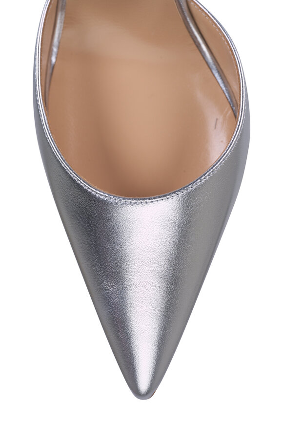 Manolo Blahnik Carolyne Silver Leather Slingback, 70mm - view 5