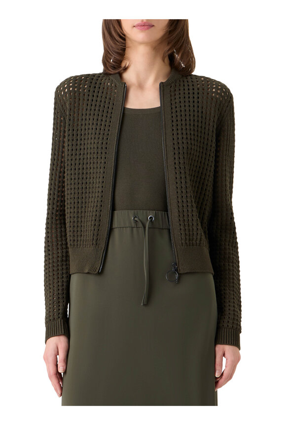 Akris Punto Knit Chunky Cotton Mesh Bomber Zip - view 2