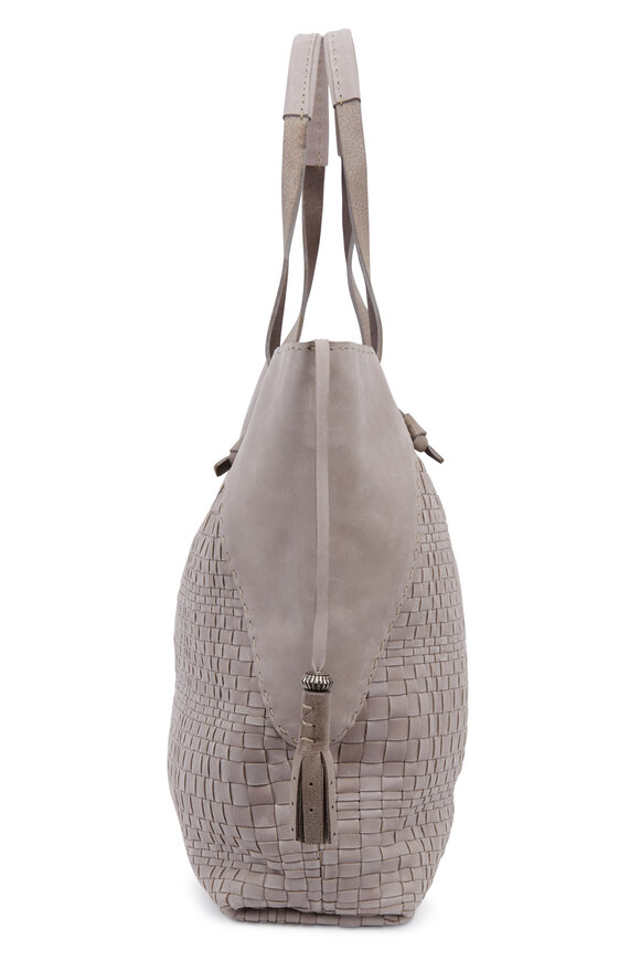 Henry Beguelin - Taupe Intreccio Washed Leather Woven Medium Tote