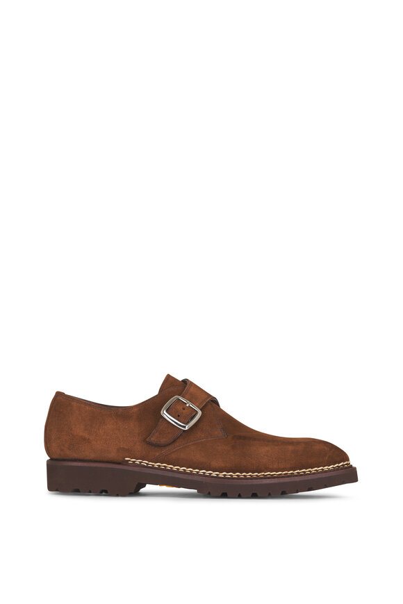 Bontoni Gregorio Brown Suede Monk Strap Dress Shoe - view 3