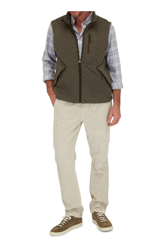 Faherty Brand - Epic Olive Mélange Quilted Fleece Vest