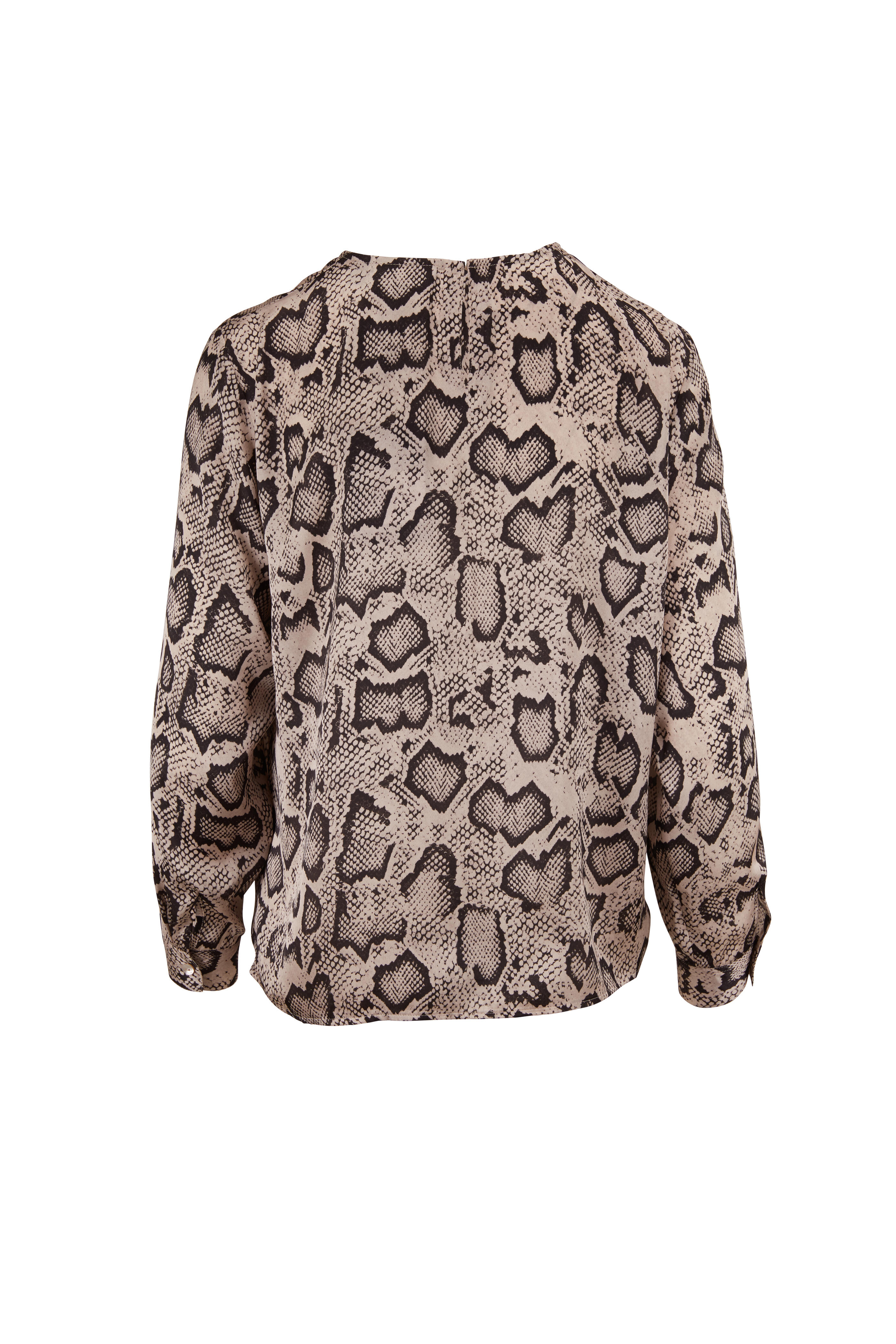 Paule Ka - Light Pastel Gray Snake Print Blouse