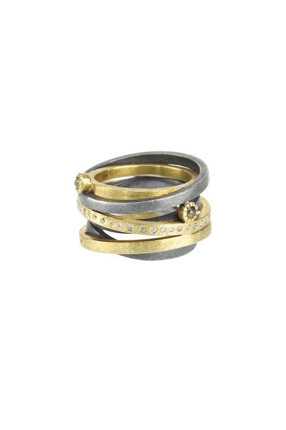 Todd Reed - 18K Yellow Gold & Sterling Silver Diamond Bands