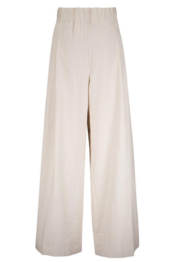 Dries Van Noten Pila Ecru Stripe Washed Cotton Pant
