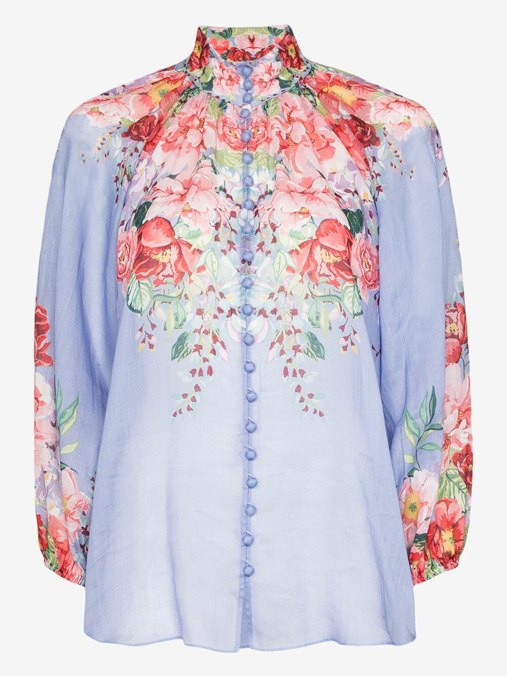 Zimmermann - Bellitude Light Blue Floral Blouse