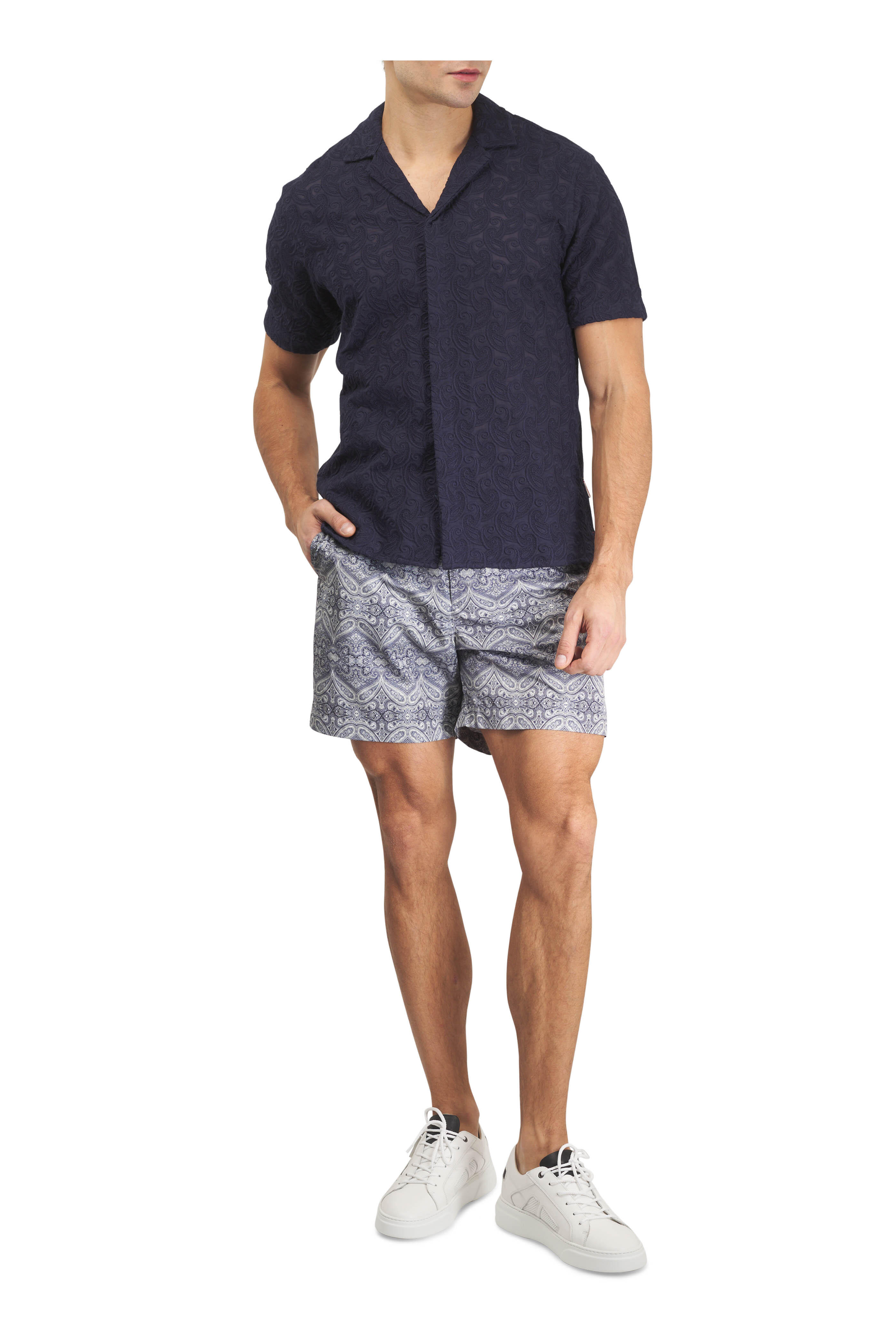 Orlebar Brown - Maitan Broderie Night Iris Paisley Shirt